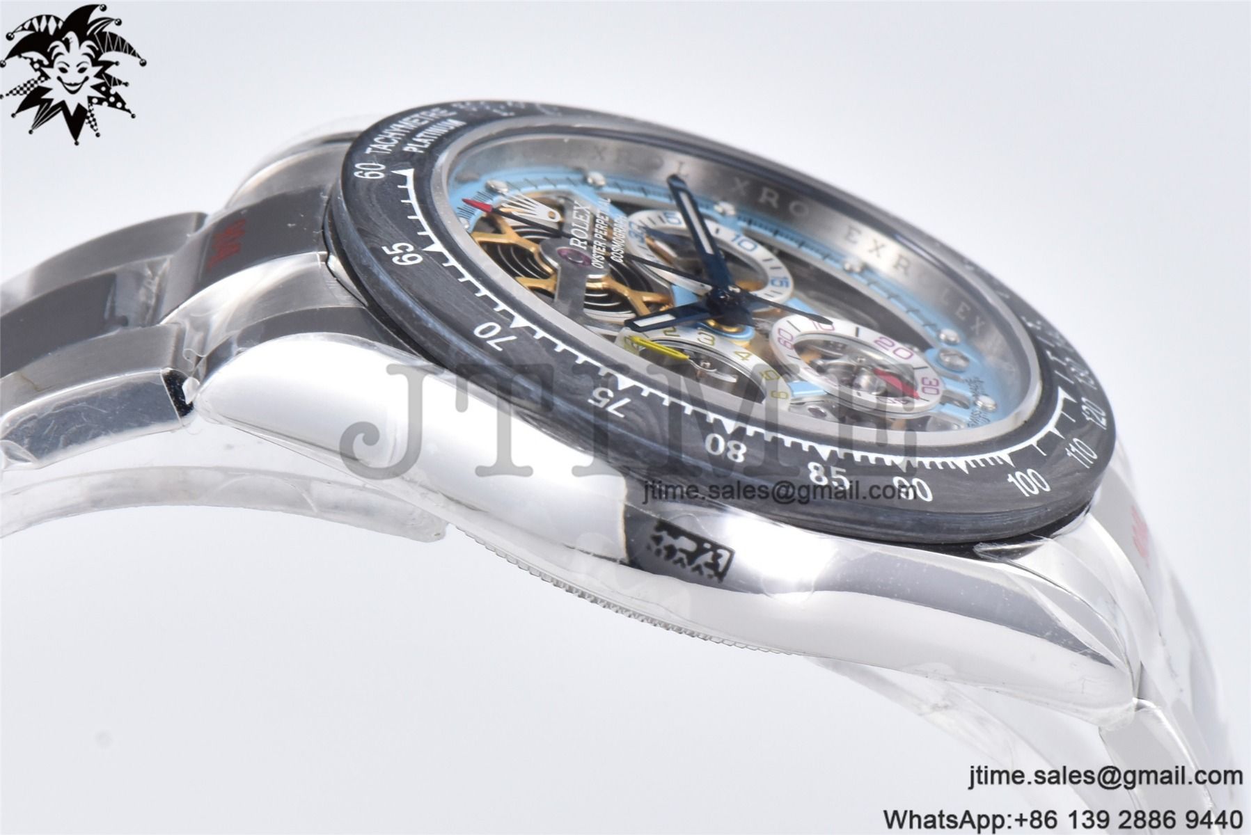Daytona Montoya Custom Made 1:1 Best Edition Carbon Fiber Bezel Colorful Skeleton Dial on SS Oyster Bracelet SA4130 - Image 8