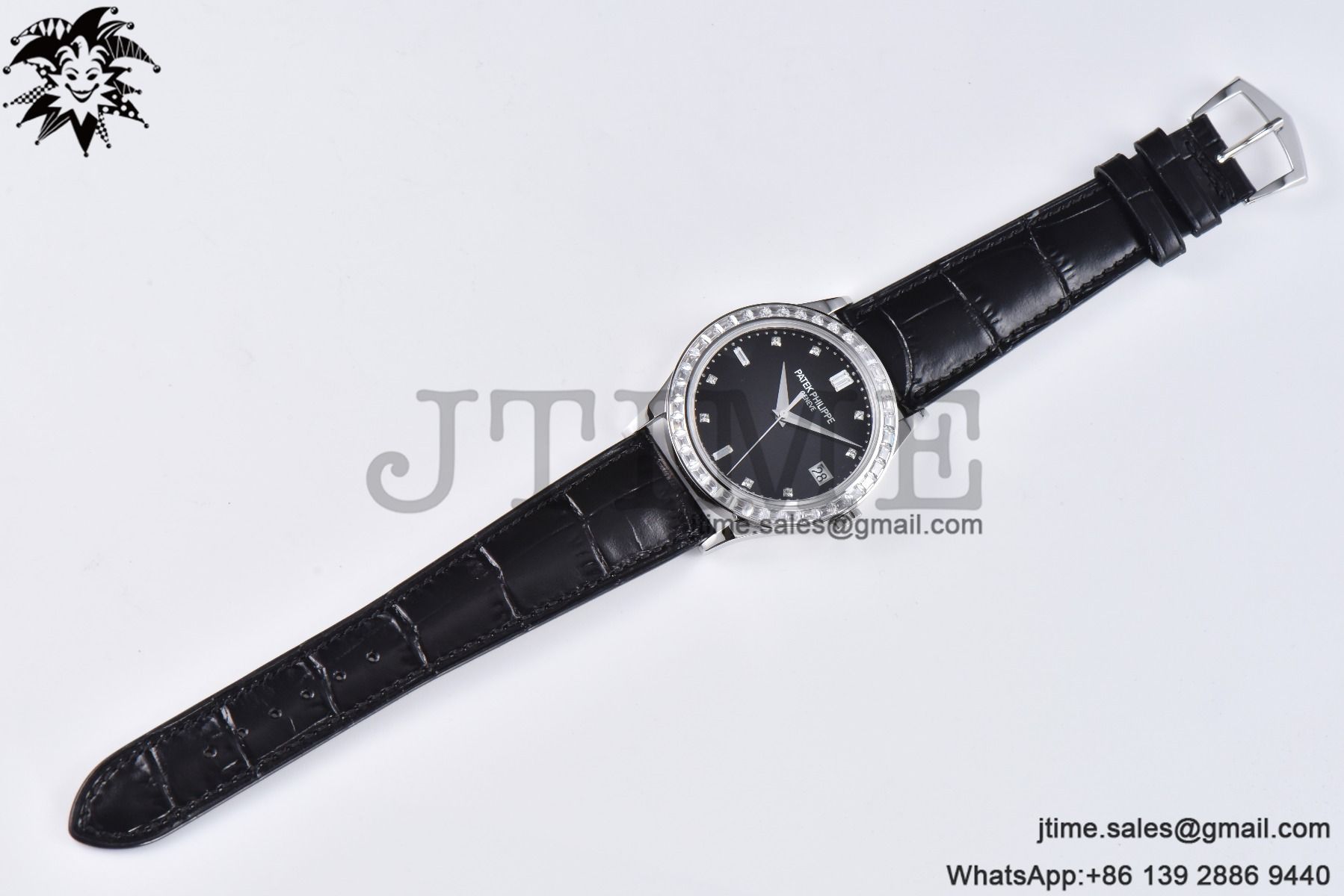 Calatrava 5298P-012 SS T Diamonds Bezel ZF 1:1 Best Edition Black Dial on Black Leather Strap A324CS - Image 8