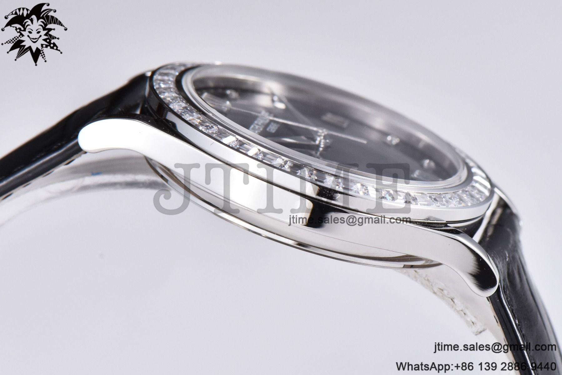 Calatrava 5298P-012 SS T Diamonds Bezel ZF 1:1 Best Edition Black Dial on Black Leather Strap A324CS - Image 7