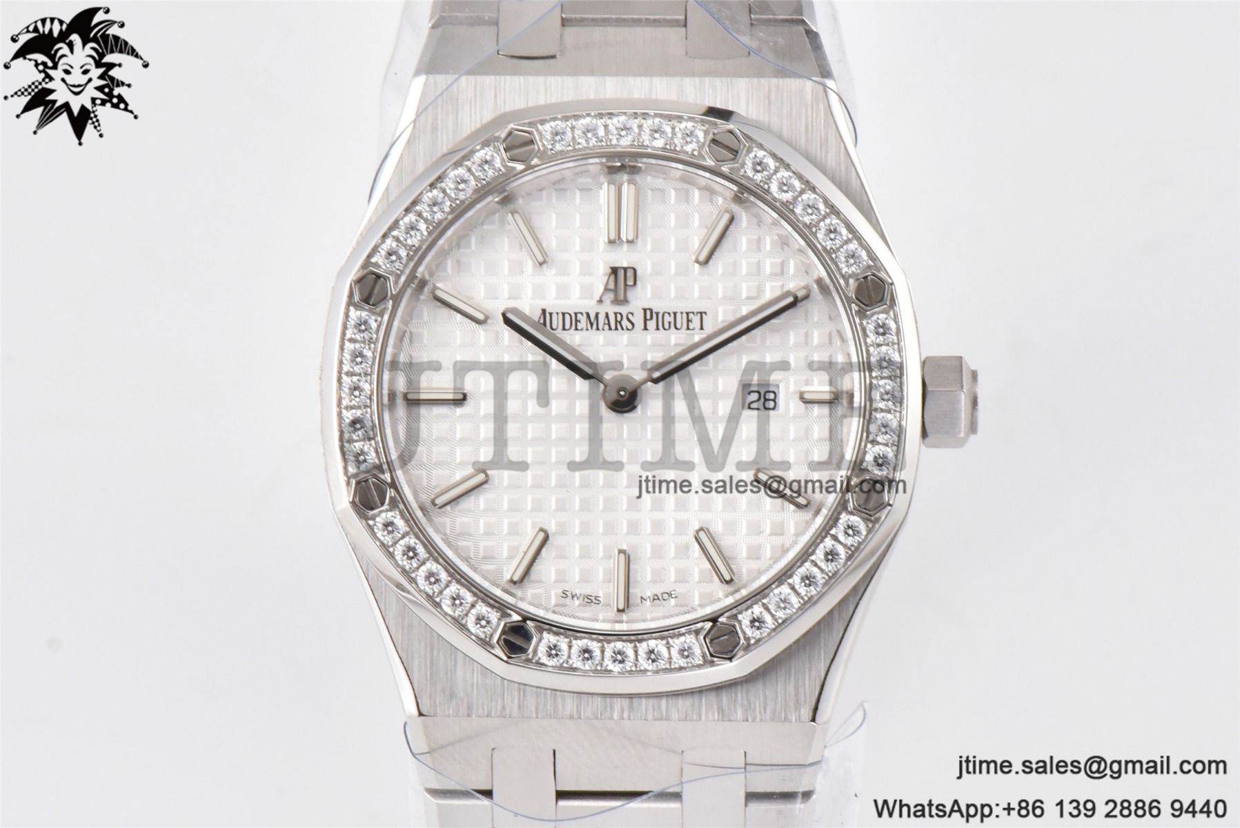 Lady Royal Oak 33mm SS 8F 1:1 Best Edition White Dial Diamonds Bezel on SS Bracelet Swiss Quartz - Image 2