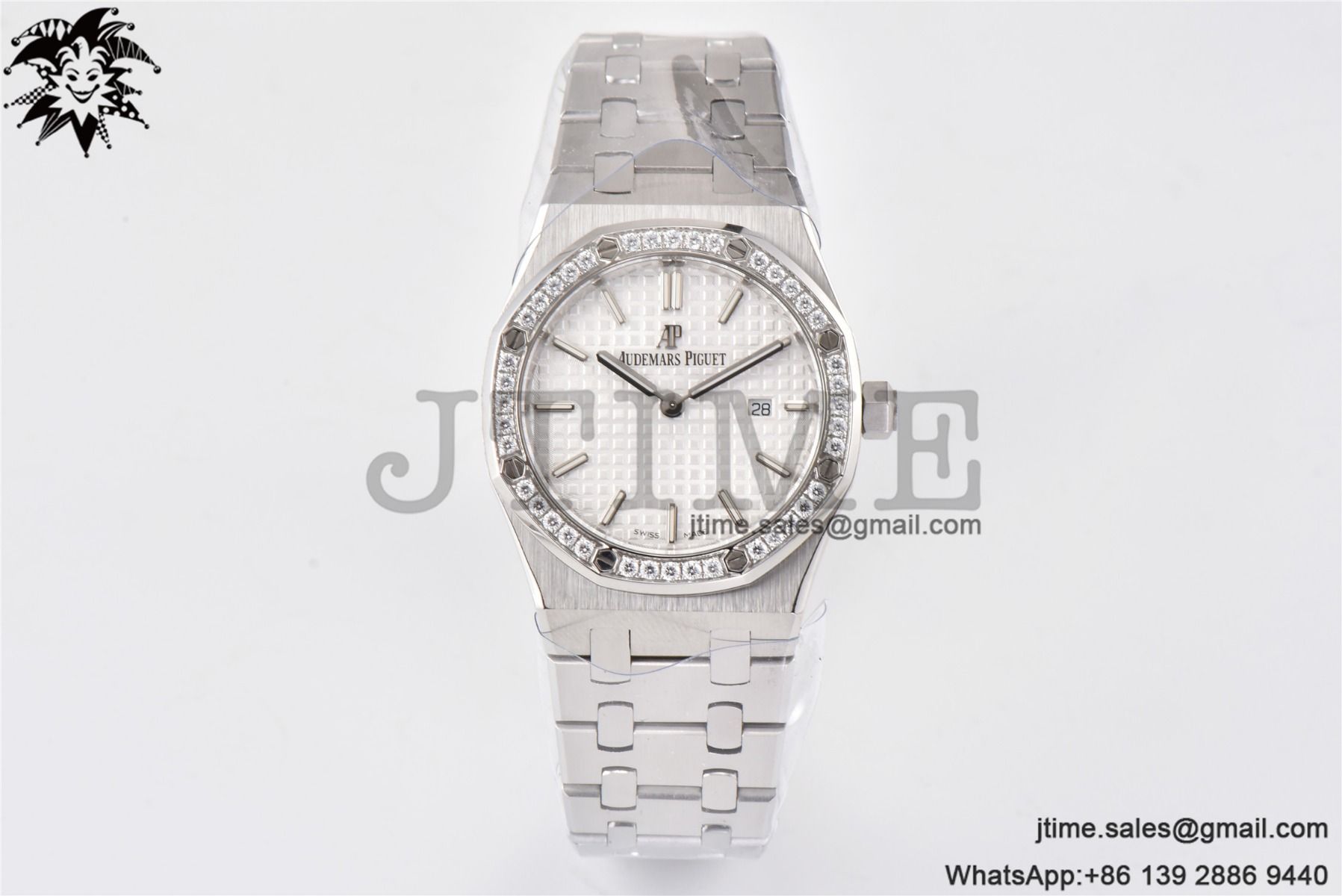 Lady Royal Oak 33mm SS 8F 1:1 Best Edition White Dial Diamonds Bezel on SS Bracelet Swiss Quartz - Image 4