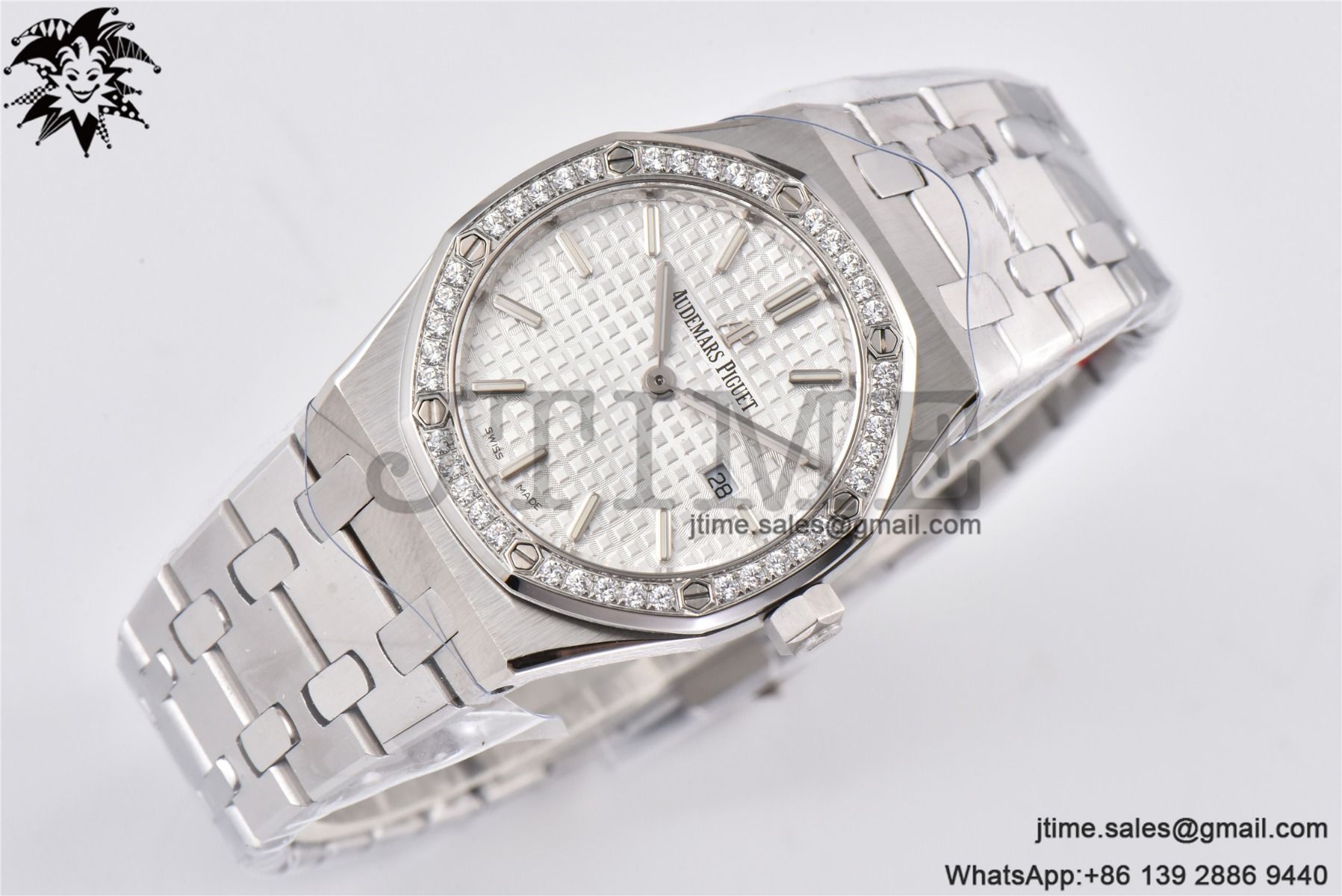 Lady Royal Oak 33mm SS 8F 1:1 Best Edition White Dial Diamonds Bezel on SS Bracelet Swiss Quartz - Image 3