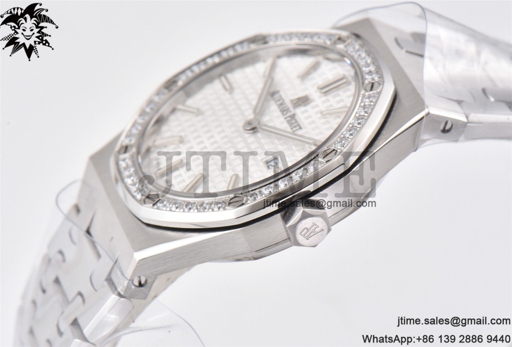 Lady Royal Oak 33mm SS 8F 1:1 Best Edition White Dial Diamonds Bezel on SS Bracelet Swiss Quartz - Image 7