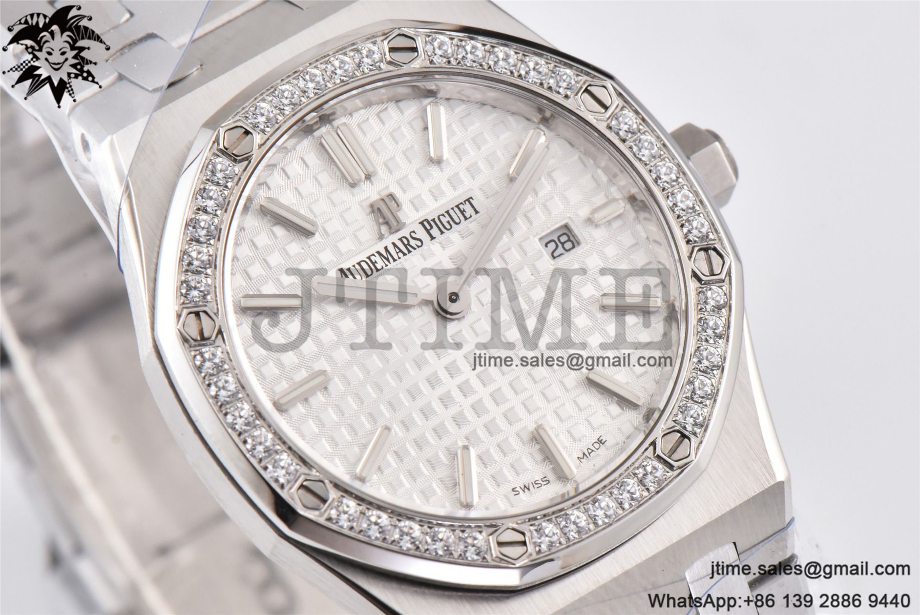 Lady Royal Oak 33mm SS 8F 1:1 Best Edition White Dial Diamonds Bezel on SS Bracelet Swiss Quartz - Image 8