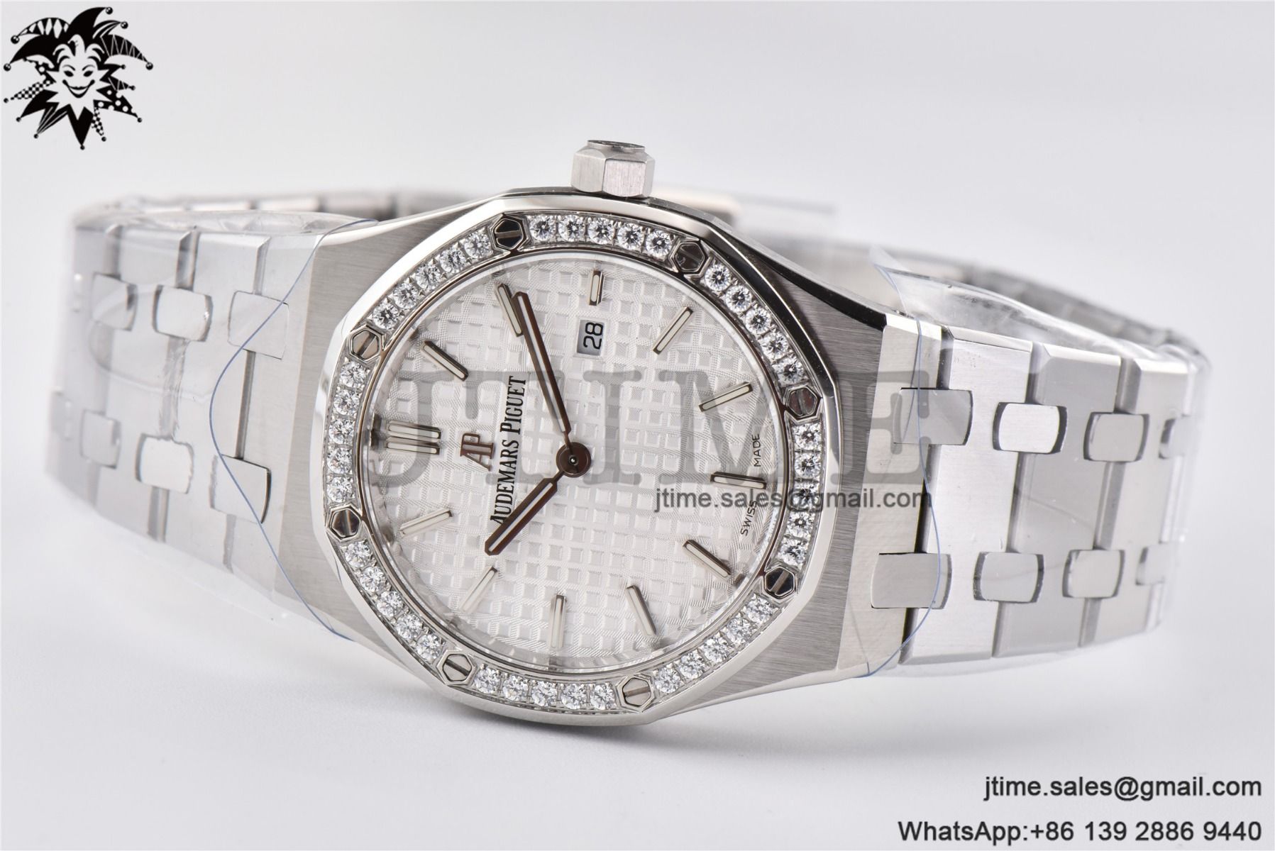 Lady Royal Oak 33mm SS 8F 1:1 Best Edition White Dial Diamonds Bezel on SS Bracelet Swiss Quartz - Image 10