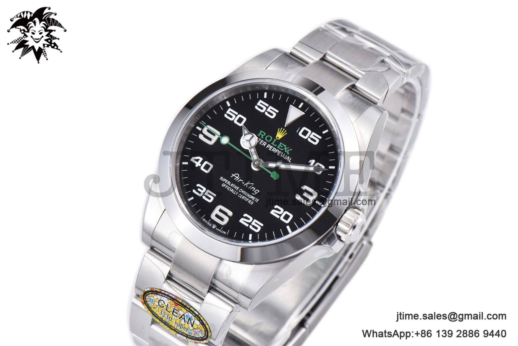 Air-King 126900 40mm SS Clean 1:1 Best Edition Black Dial on SS Bracelet VR3230