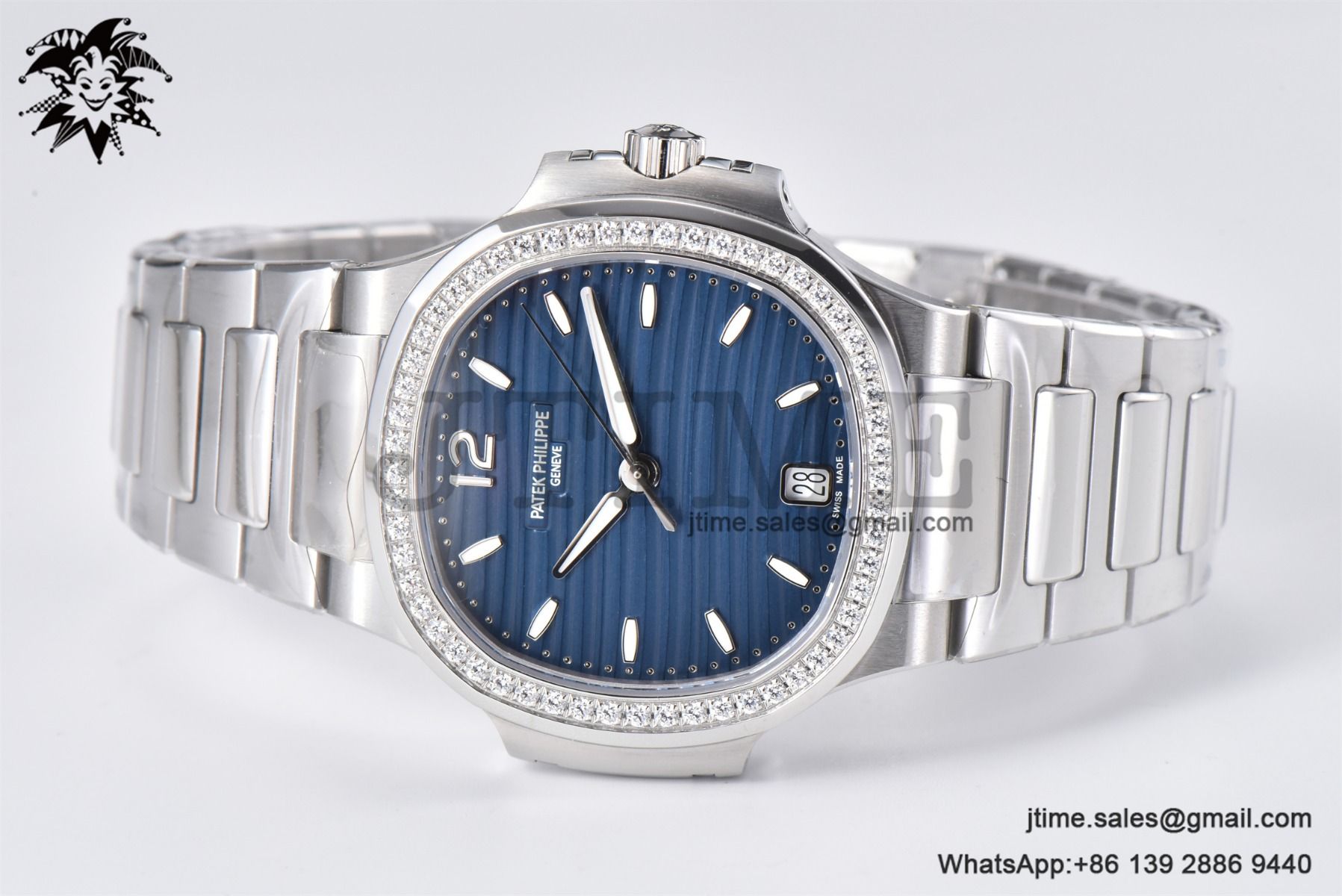 Nautilus 7118 Ladies SS PPF 1:1 Best Edition Blue Dial Diamonds Bezel on SS Bracelet 324CS - Image 4