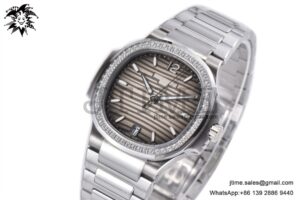Nautilus 7118 Ladies SS PPF 1:1 Best Edition Brown Dial Diamonds Bezel on SS Bracelet 324CS