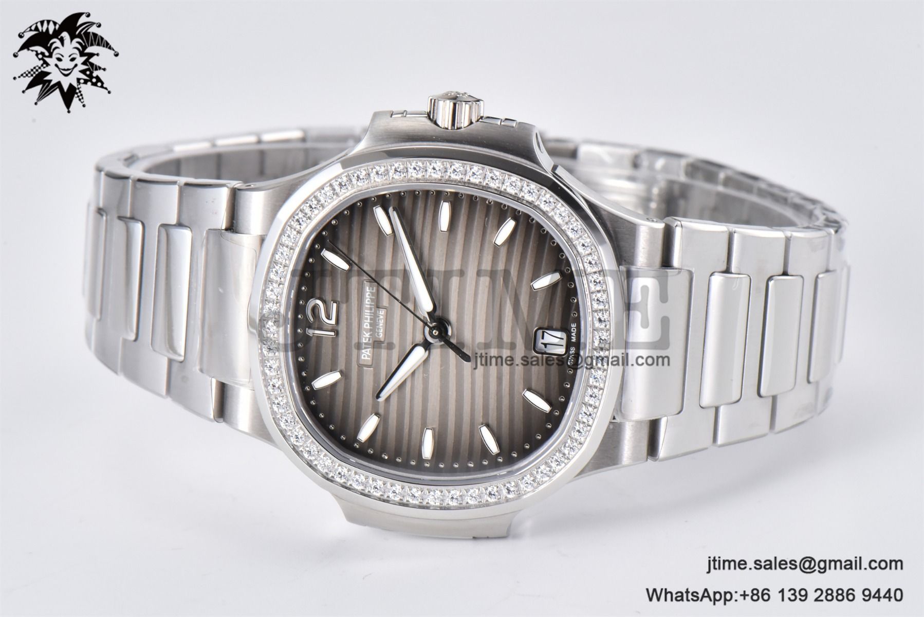Nautilus 7118 Ladies SS PPF 1:1 Best Edition Brown Dial Diamonds Bezel on SS Bracelet 324CS - Image 4