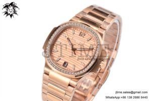 Nautilus 7118 Ladies RG PPF 1:1 Best Edition RG Dial Diamonds Bezel on RG Bracelet 324CS