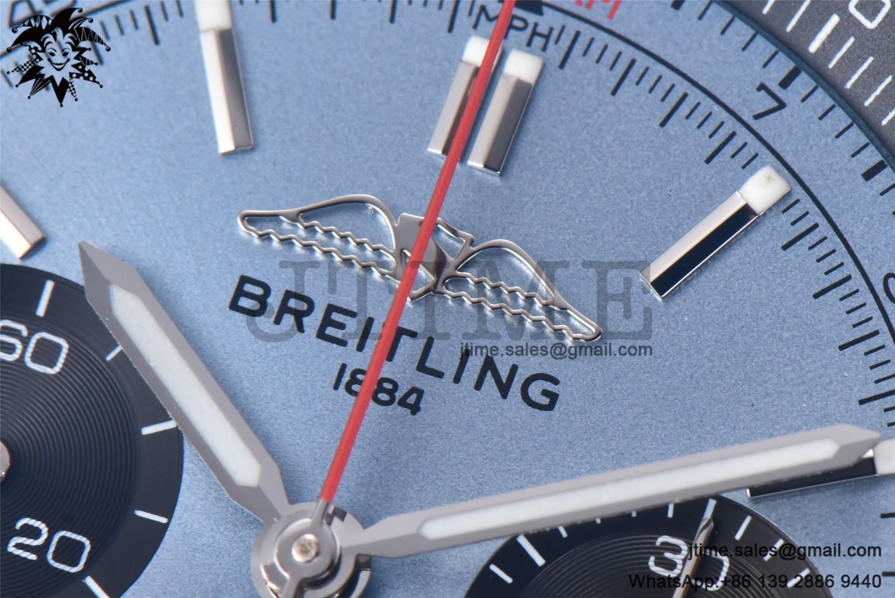 Navitimer B01 43mm SS BLS 1:1 Best Edition Light Blue Dial on Black Leather Strap A7750 - Image 8