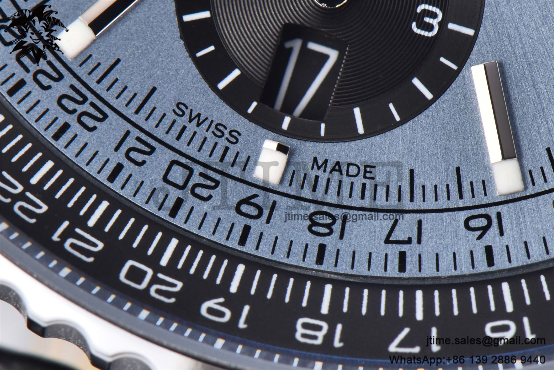 Navitimer B01 43mm SS BLS 1:1 Best Edition Light Blue Dial on Black Leather Strap A7750 - Image 10