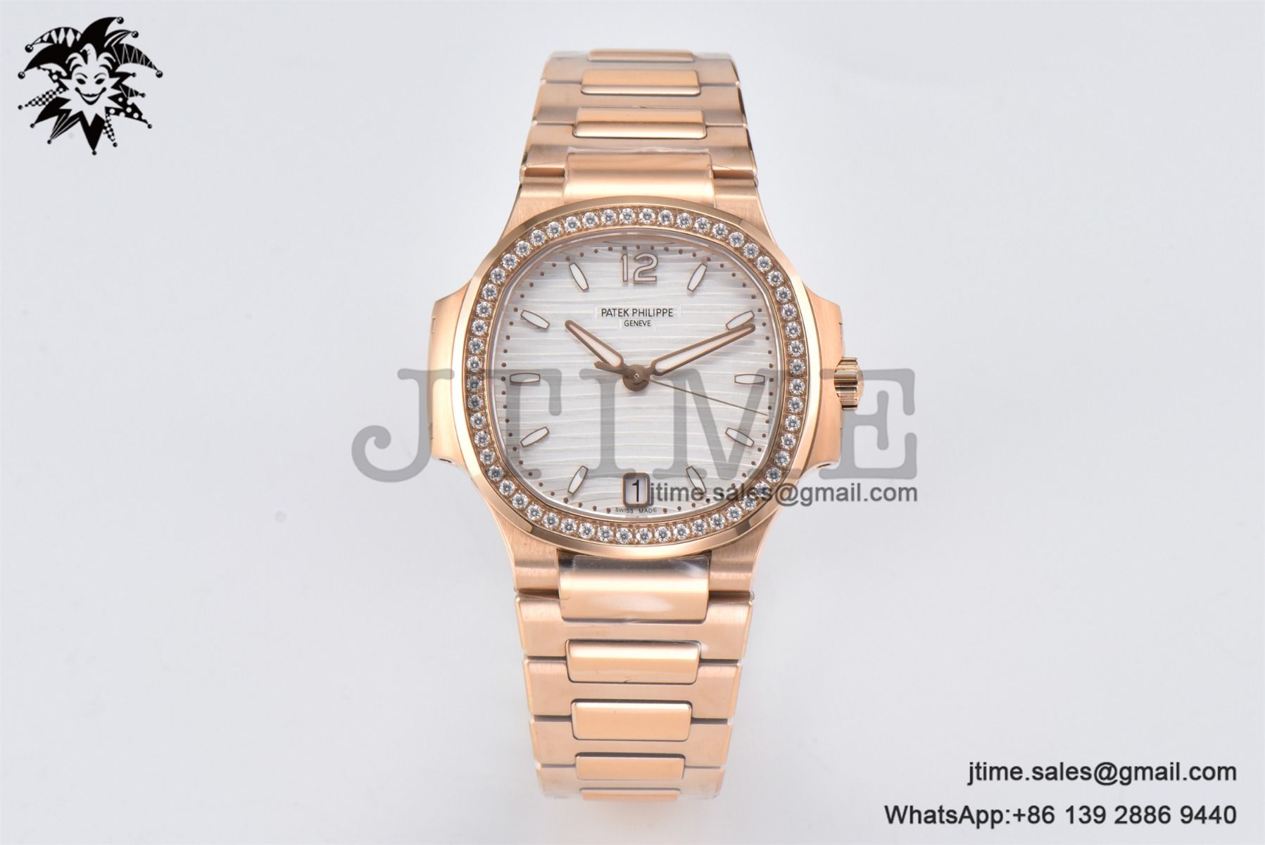 Nautilus 7118 Ladies RG PPF 1:1 Best Edition White Dial Diamonds Bezel on RG Bracelet 324CS - Image 2