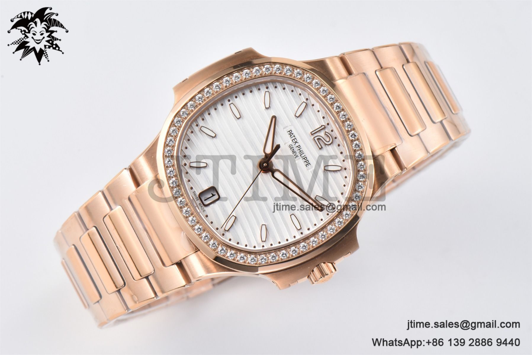 Nautilus 7118 Ladies RG PPF 1:1 Best Edition White Dial Diamonds Bezel on RG Bracelet 324CS - Image 5