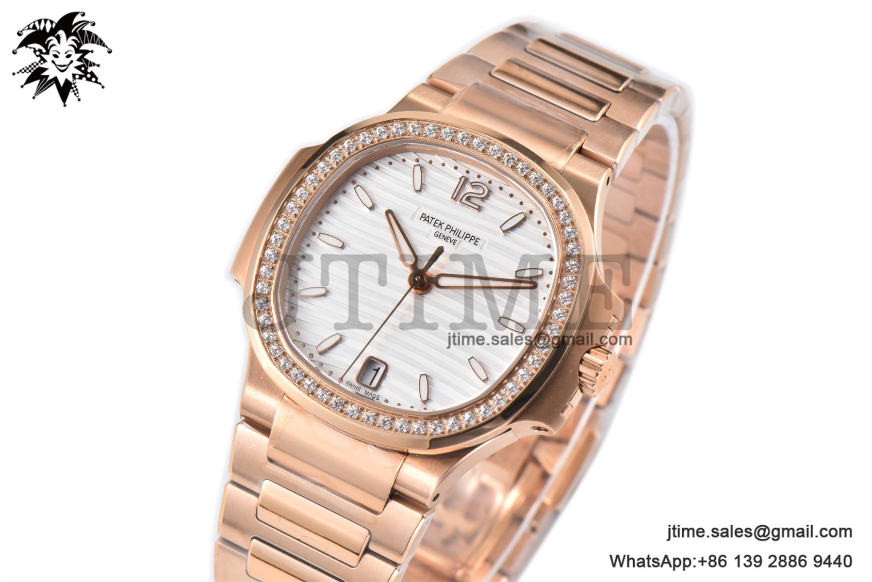 Nautilus 7118 Ladies RG PPF 1:1 Best Edition White Dial Diamonds Bezel on RG Bracelet 324CS
