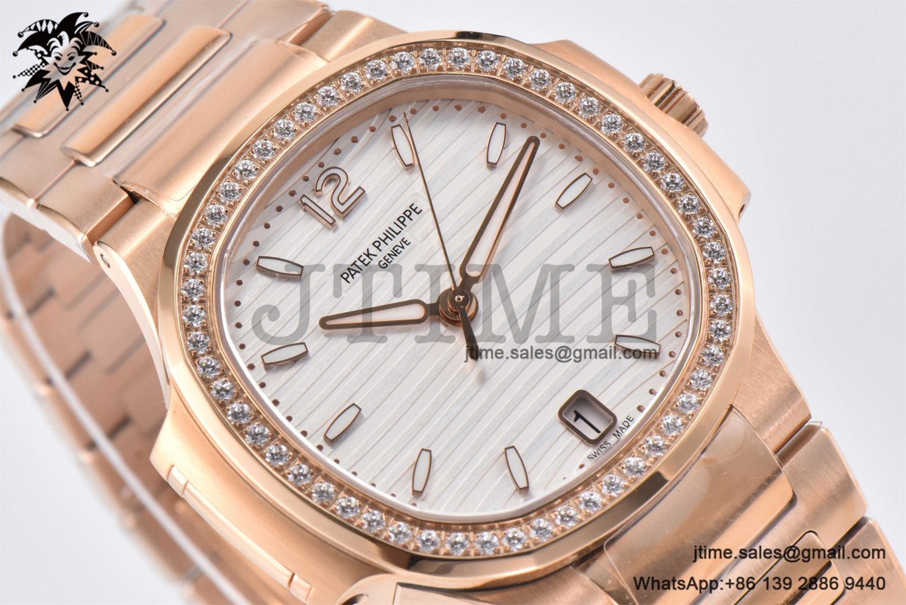 Nautilus 7118 Ladies RG PPF 1:1 Best Edition White Dial Diamonds Bezel on RG Bracelet 324CS - Image 6