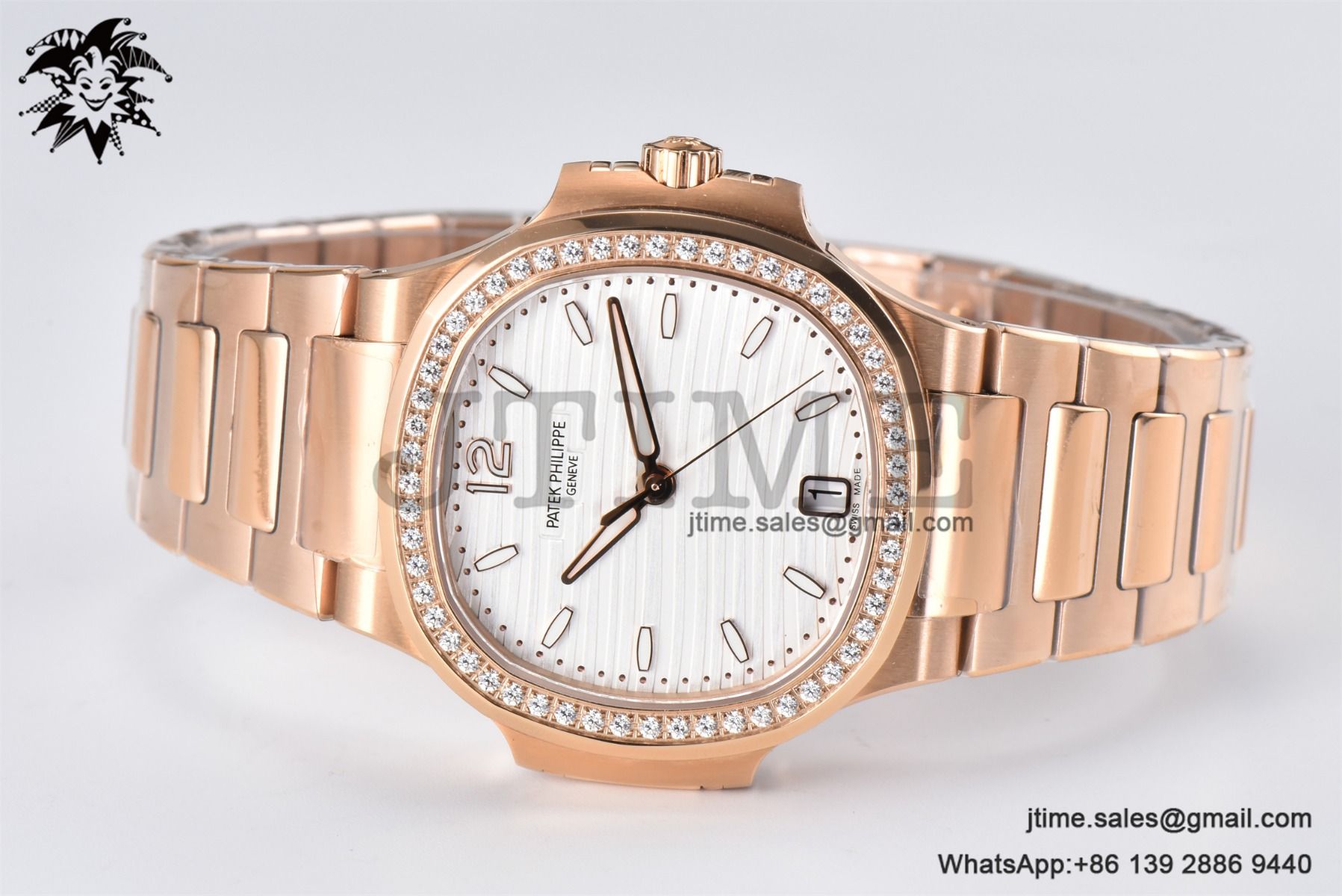 Nautilus 7118 Ladies RG PPF 1:1 Best Edition White Dial Diamonds Bezel on RG Bracelet 324CS - Image 4