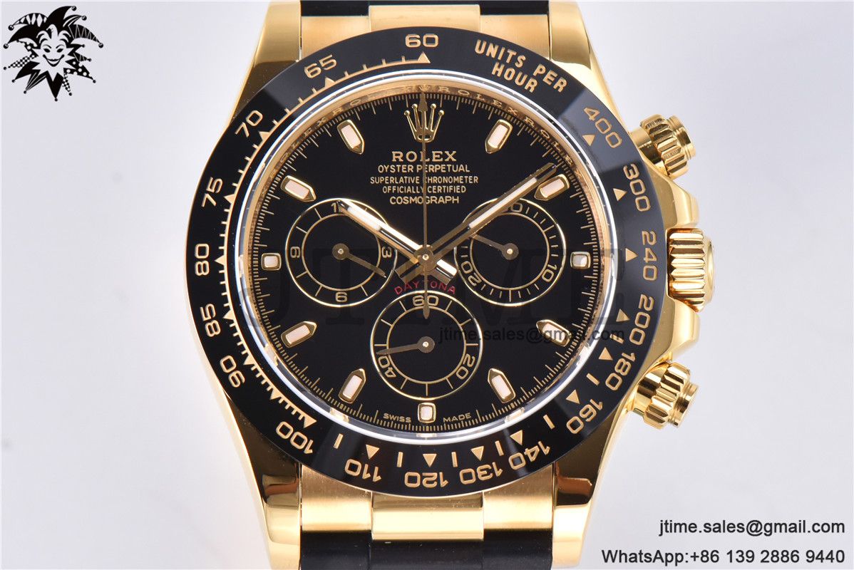 Daytona 116518 Noob 1:1 Best Edition YG Plated 904L SS Case Black Dial on Black Rubber Strap SA4130 V3 (Free Extra Strap) - Image 12
