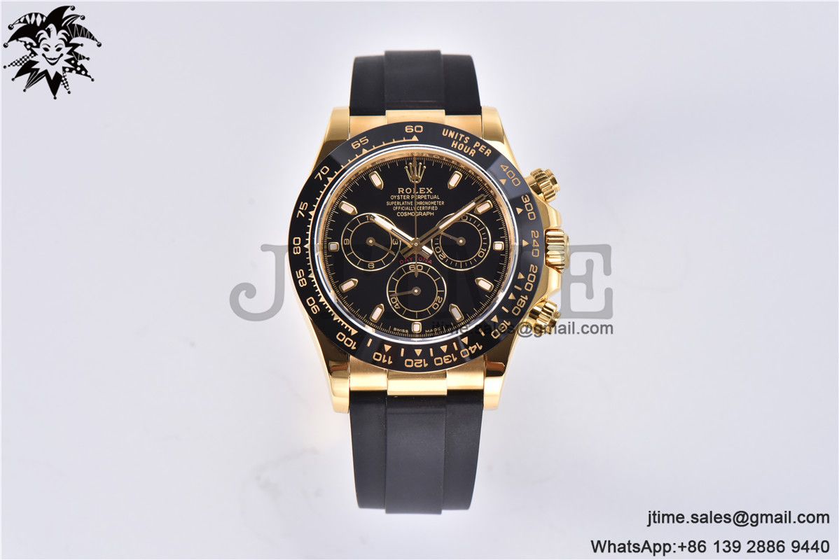 Daytona 116518 Noob 1:1 Best Edition YG Plated 904L SS Case Black Dial on Black Rubber Strap SA4130 V3 (Free Extra Strap) - Image 13