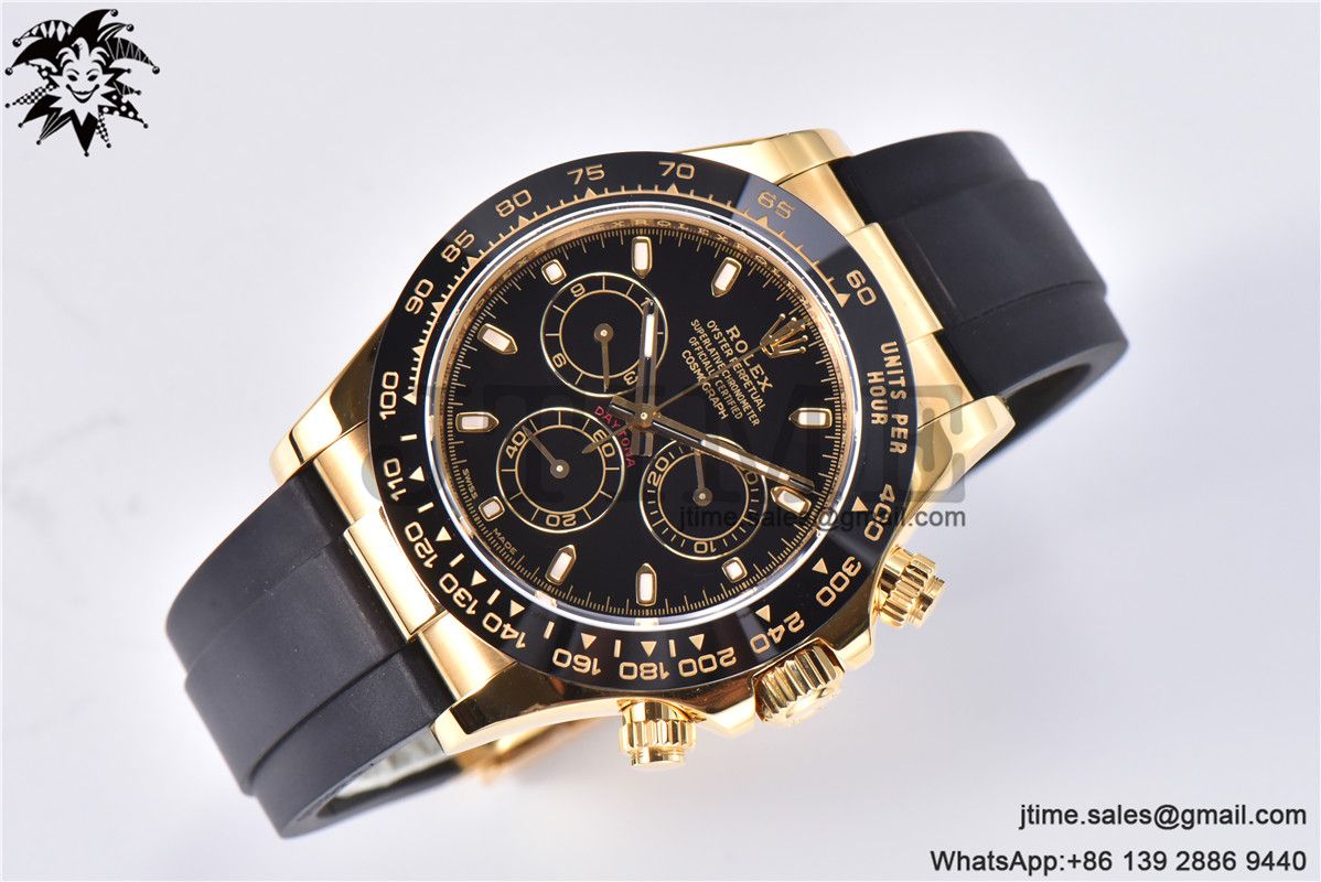 Daytona 116518 Noob 1:1 Best Edition YG Plated 904L SS Case Black Dial on Black Rubber Strap SA4130 V3 (Free Extra Strap) - Image 14