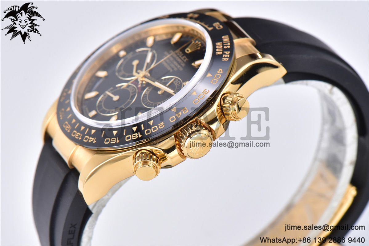 Daytona 116518 Noob 1:1 Best Edition YG Plated 904L SS Case Black Dial on Black Rubber Strap SA4130 V3 (Free Extra Strap) - Image 7
