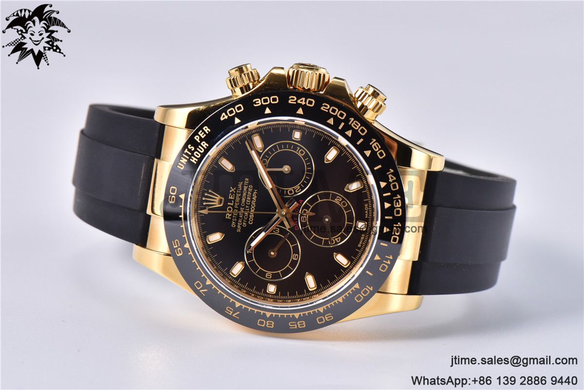 Daytona 116518 Noob 1:1 Best Edition YG Plated 904L SS Case Black Dial on Black Rubber Strap SA4130 V3 (Free Extra Strap) - Image 6
