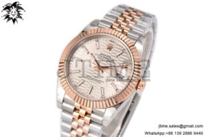 DateJust 41 126332 BPF 1:1 Best Edition Silver Fluted Dial on SS/RG Jubilee Bracelet VR3235