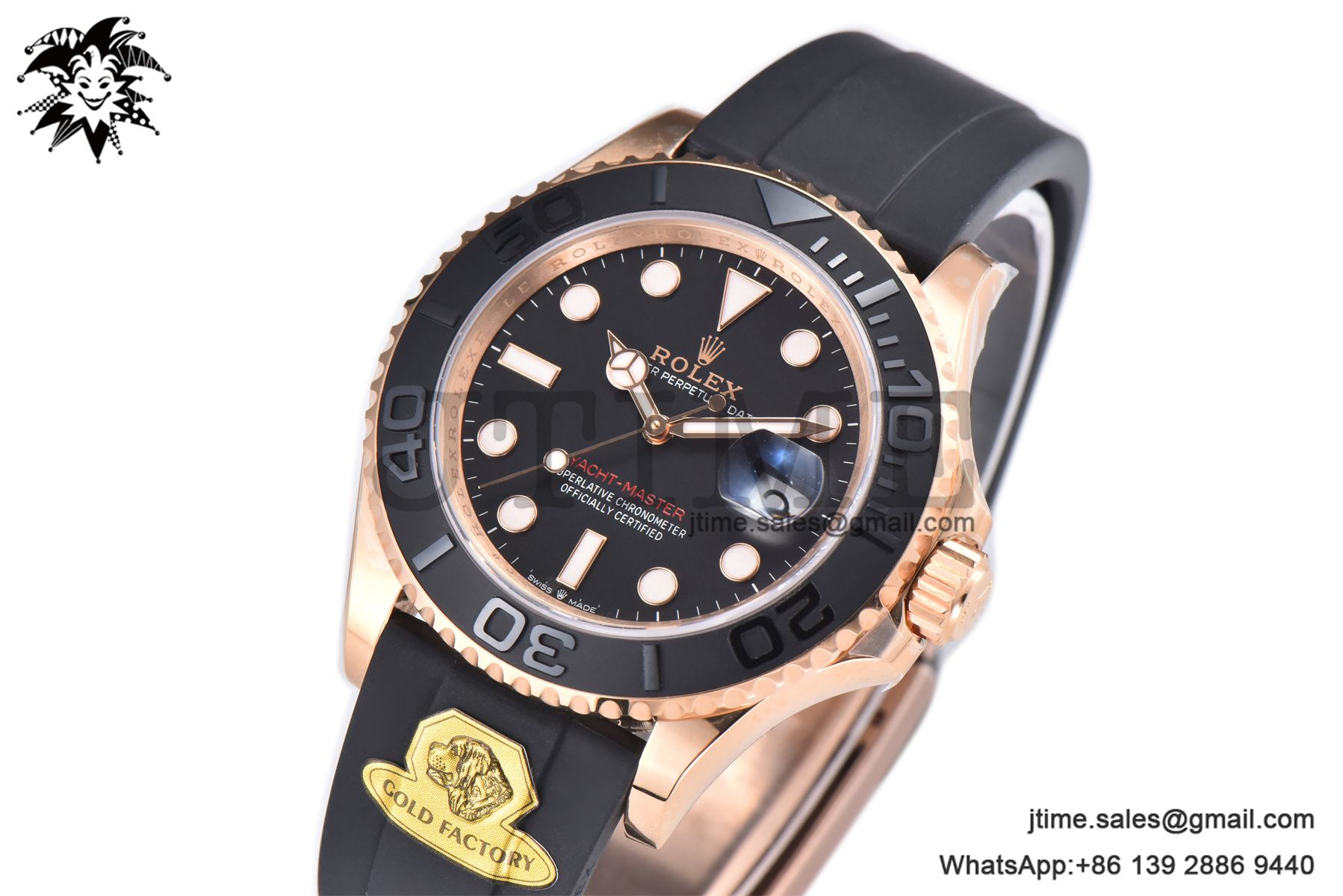 Yacht-Master 126655 Gold Factory 1:1 Best Edition Black Ceramic Bezel on Oysterflex Strap VR3235 (Tungsten Heavy Version)