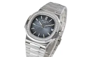 Nautilus 5711/1A 3KF 1:1 Best Edition Diamonds Bezel Blue Textured Dial on SS Bracelet A324 Super Clone V2