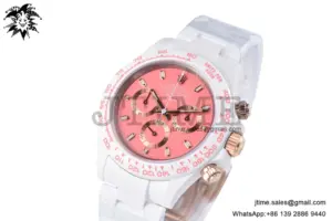 Daytona AET White Solid Ceramic Case and Bracelet Pink Dial ZF 1:1 Best Edition SH4130
