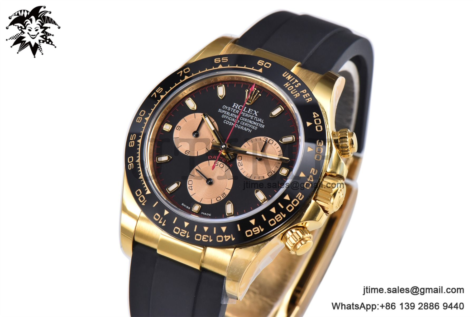 Daytona 116518 YG Gold Factory 1:1 Best Edition Black Dial on Oysterflex Rubber Strap SA4130 (Tungsten Heavy Version)