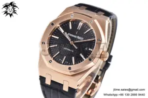 Royal Oak 41mm 15400 RG APSF 1:1 Best Edition Black Dial on Black Leather Strap SA3120 Super Clone V4 (Tungsten Heavy Version)