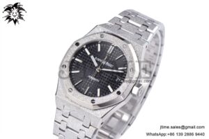 Royal Oak 37mm 15454 Frosted SS APSF 1:1 Best Edition Black Textured Dial on Frosted SS Bracelet SA3120 Super Clone