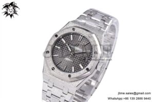 Royal Oak 37mm 15454 Frosted SS APSF 1:1 Best Edition Gray Textured Dial on Frosted SS Bracelet SA3120 Super Clone