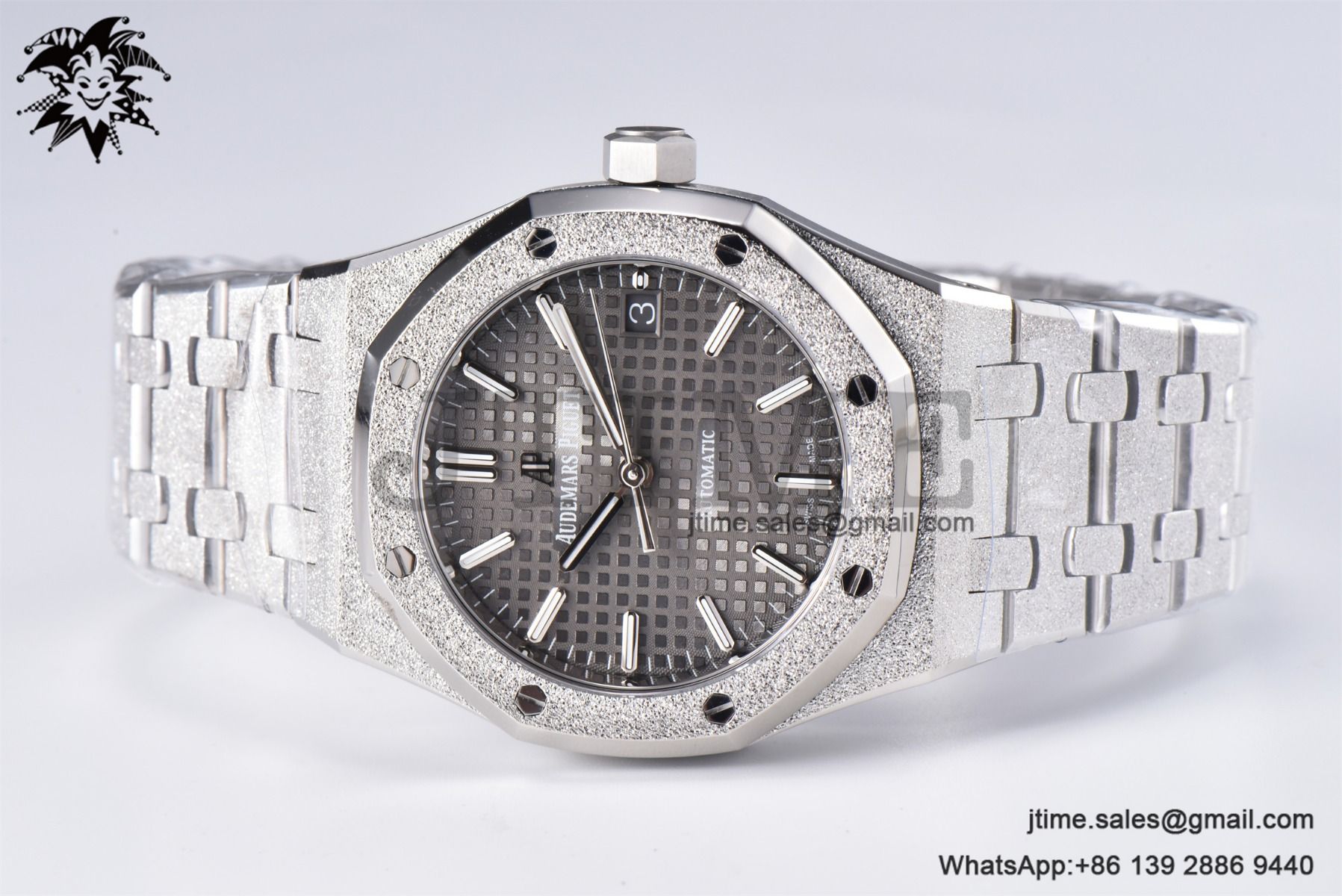 Royal Oak 37mm 15454 Frosted SS APSF 1:1 Best Edition Gray Textured Dial on Frosted SS Bracelet SA3120 Super Clone - Image 3