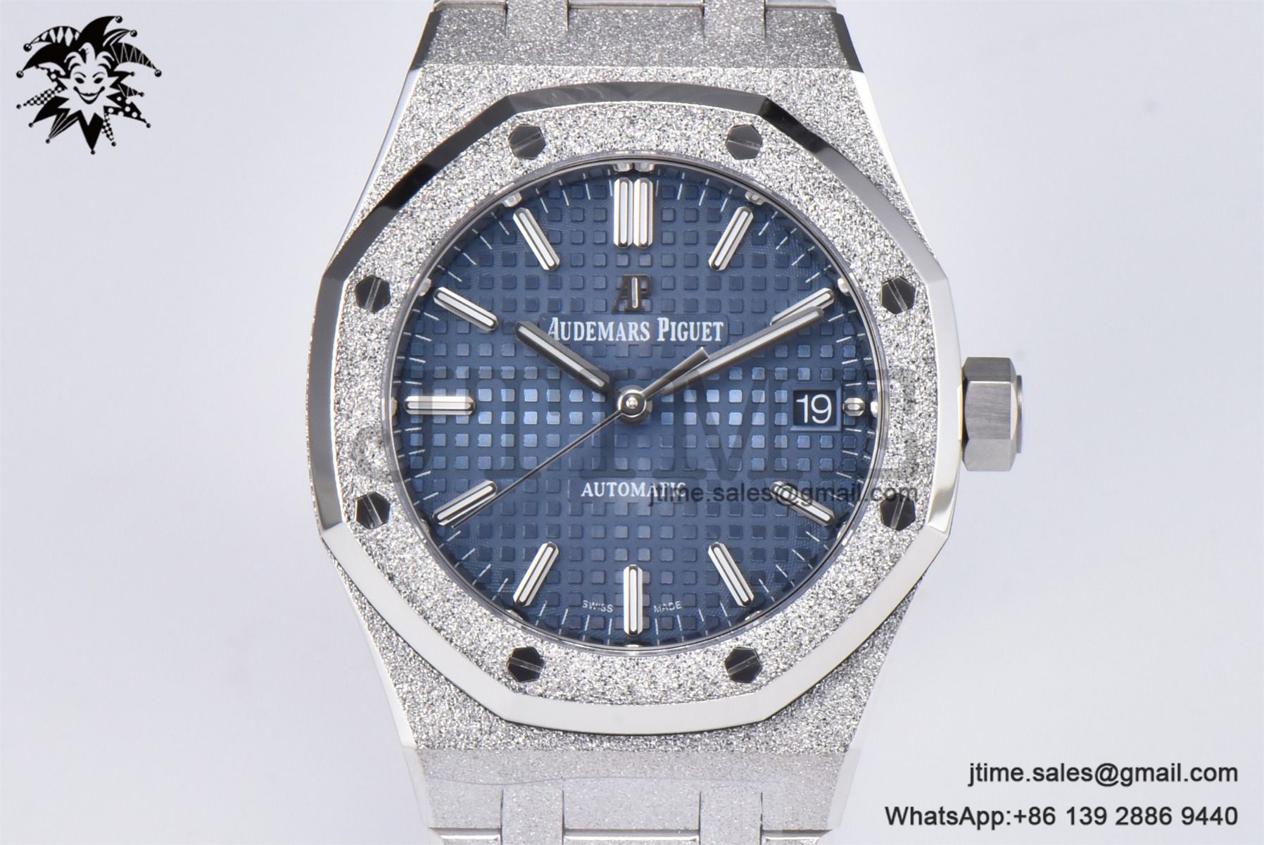 Royal Oak 37mm 15454 Frosted SS APSF 1:1 Best Edition Blue Textured Dial on Frosted SS Bracelet SA3120 Super Clone - Image 2