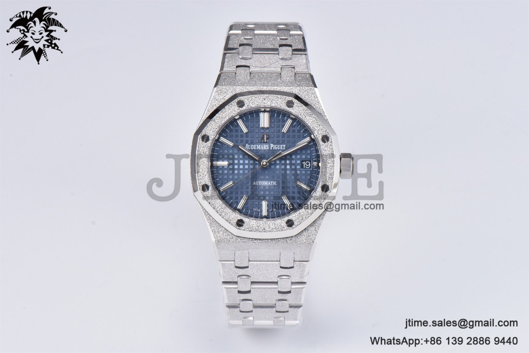 Royal Oak 37mm 15454 Frosted SS APSF 1:1 Best Edition Blue Textured Dial on Frosted SS Bracelet SA3120 Super Clone - Image 3