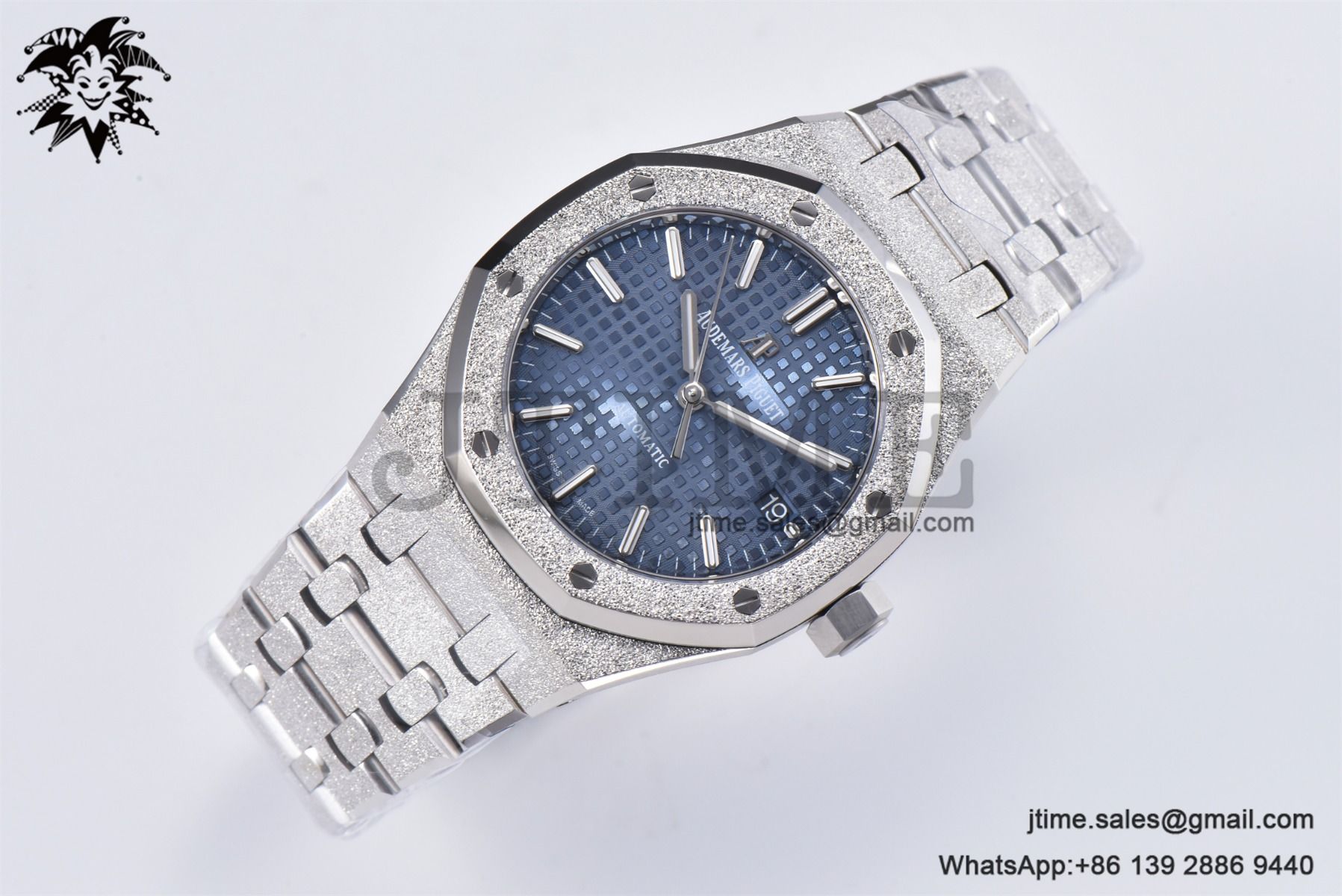 Royal Oak 37mm 15454 Frosted SS APSF 1:1 Best Edition Blue Textured Dial on Frosted SS Bracelet SA3120 Super Clone - Image 5