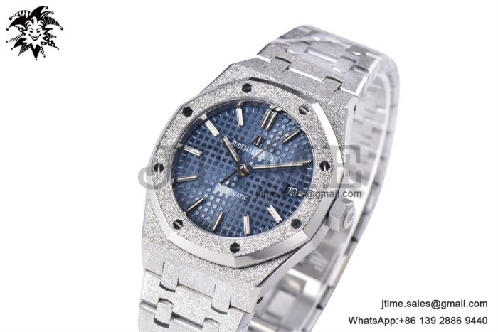 Royal Oak 37mm 15454 Frosted SS APSF 1:1 Best Edition Blue Textured Dial on Frosted SS Bracelet SA3120 Super Clone