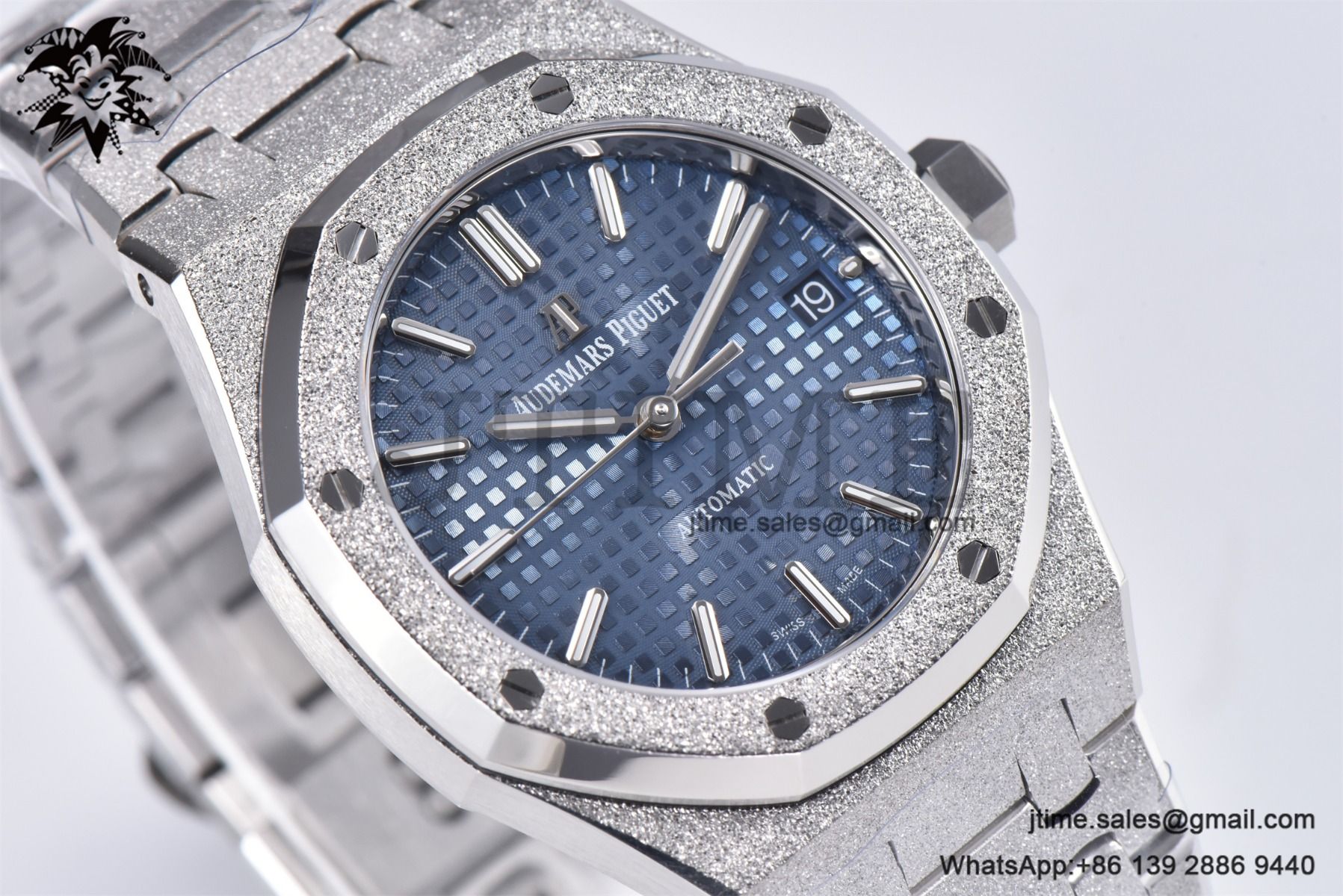 Royal Oak 37mm 15454 Frosted SS APSF 1:1 Best Edition Blue Textured Dial on Frosted SS Bracelet SA3120 Super Clone - Image 6
