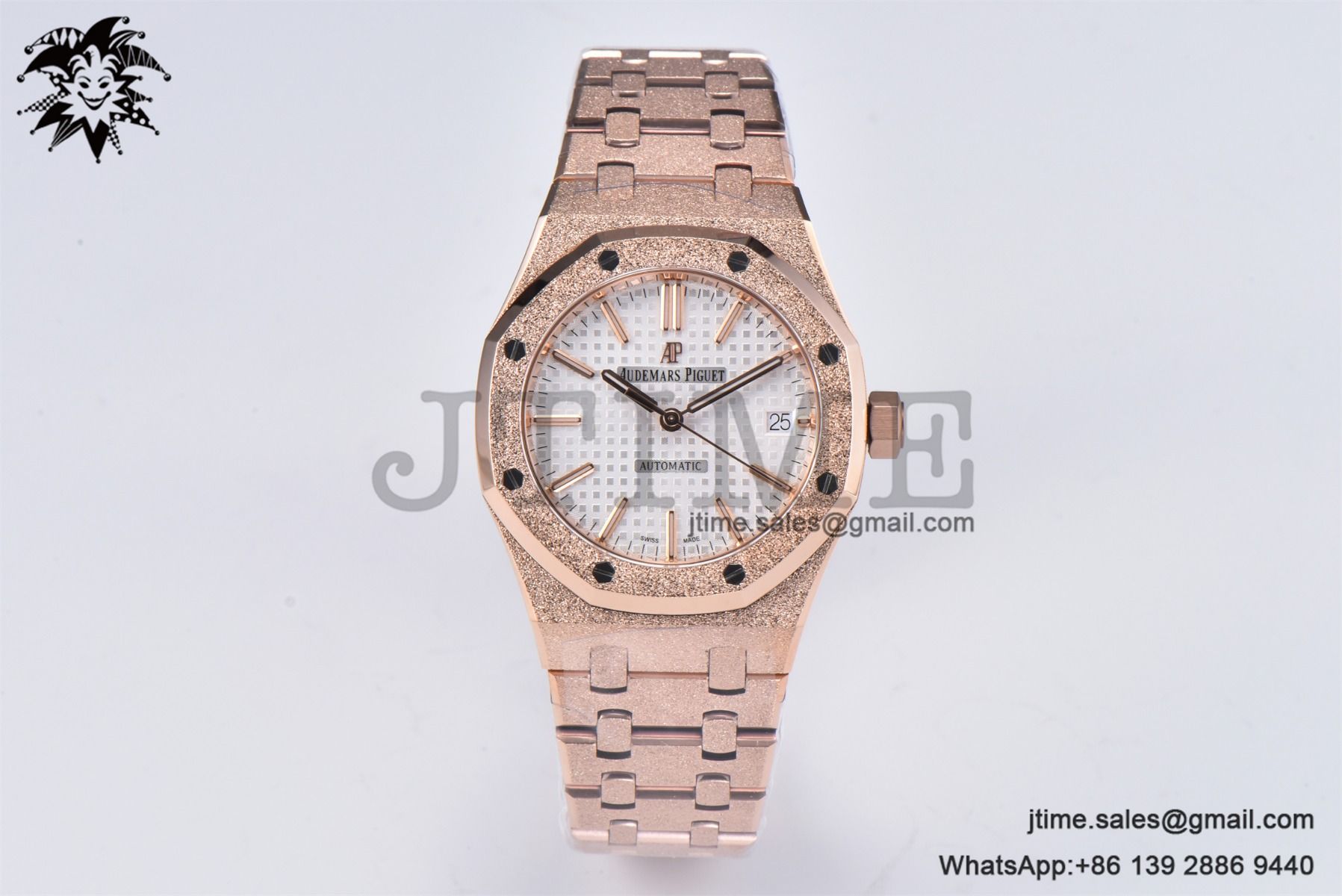 Royal Oak 37mm 15454 Frosted RG APSF 1:1 Best Edition White Textured Dial on Frosted RG Bracelet SA3120 Super Clone - Image 4