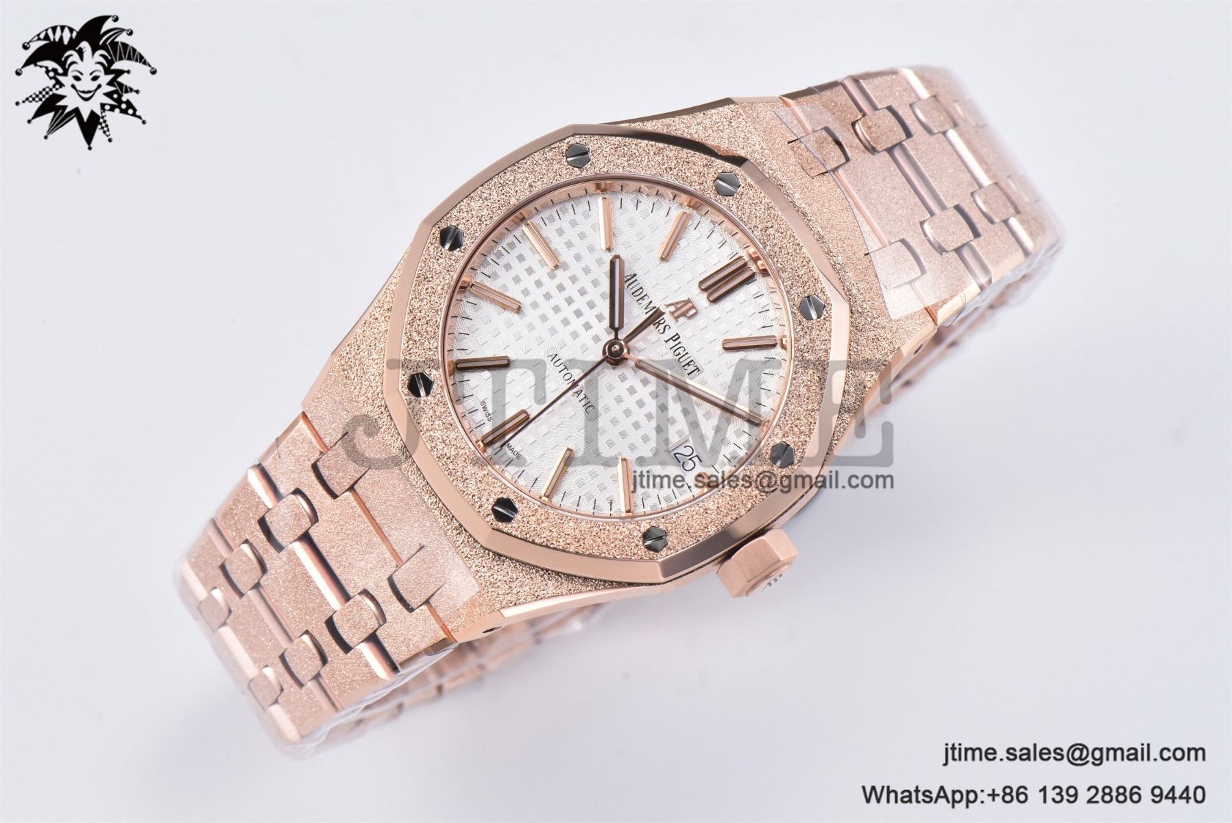 Royal Oak 37mm 15454 Frosted RG APSF 1:1 Best Edition White Textured Dial on Frosted RG Bracelet SA3120 Super Clone - Image 2