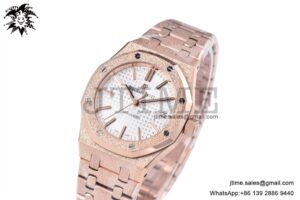 Royal Oak 37mm 15454 Frosted RG APSF 1:1 Best Edition White Textured Dial on Frosted RG Bracelet SA3120 Super Clone