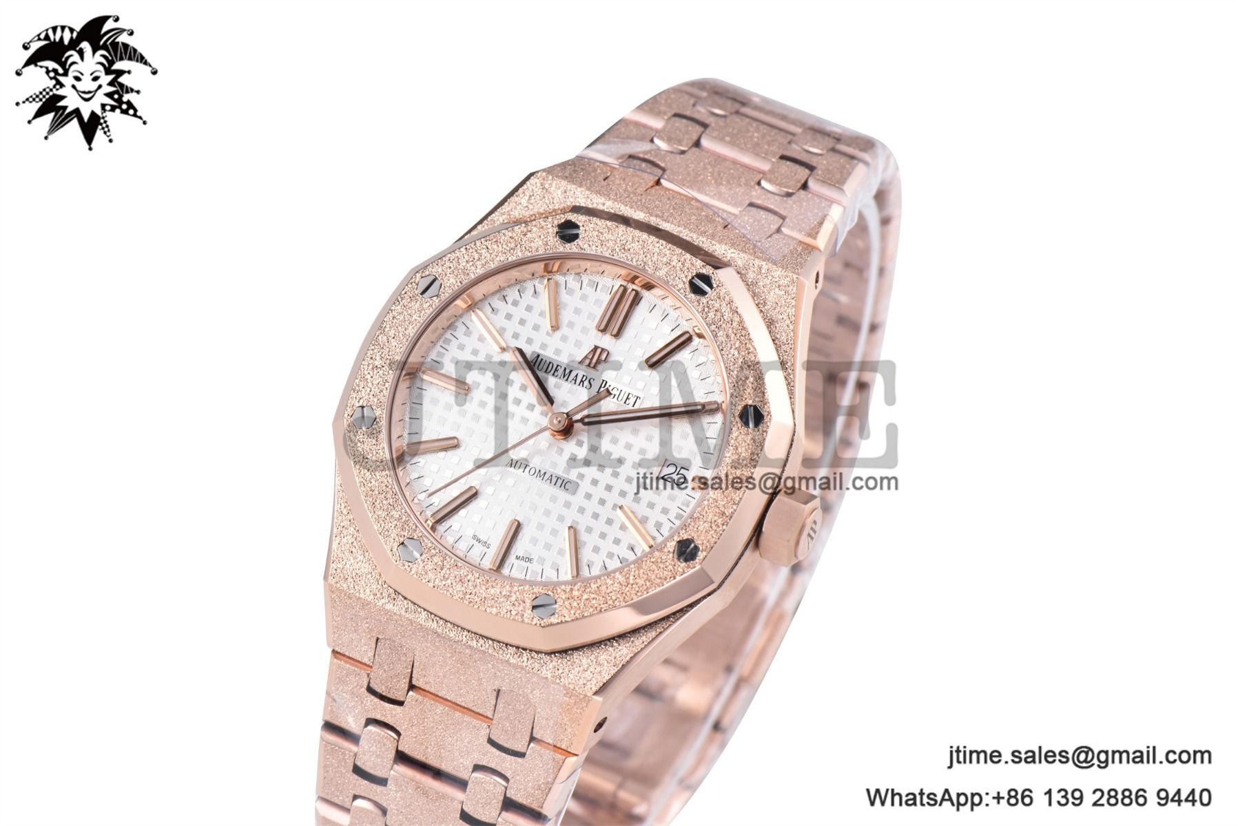 Royal Oak 37mm 15454 Frosted RG APSF 1:1 Best Edition White Textured Dial on Frosted RG Bracelet SA3120 Super Clone