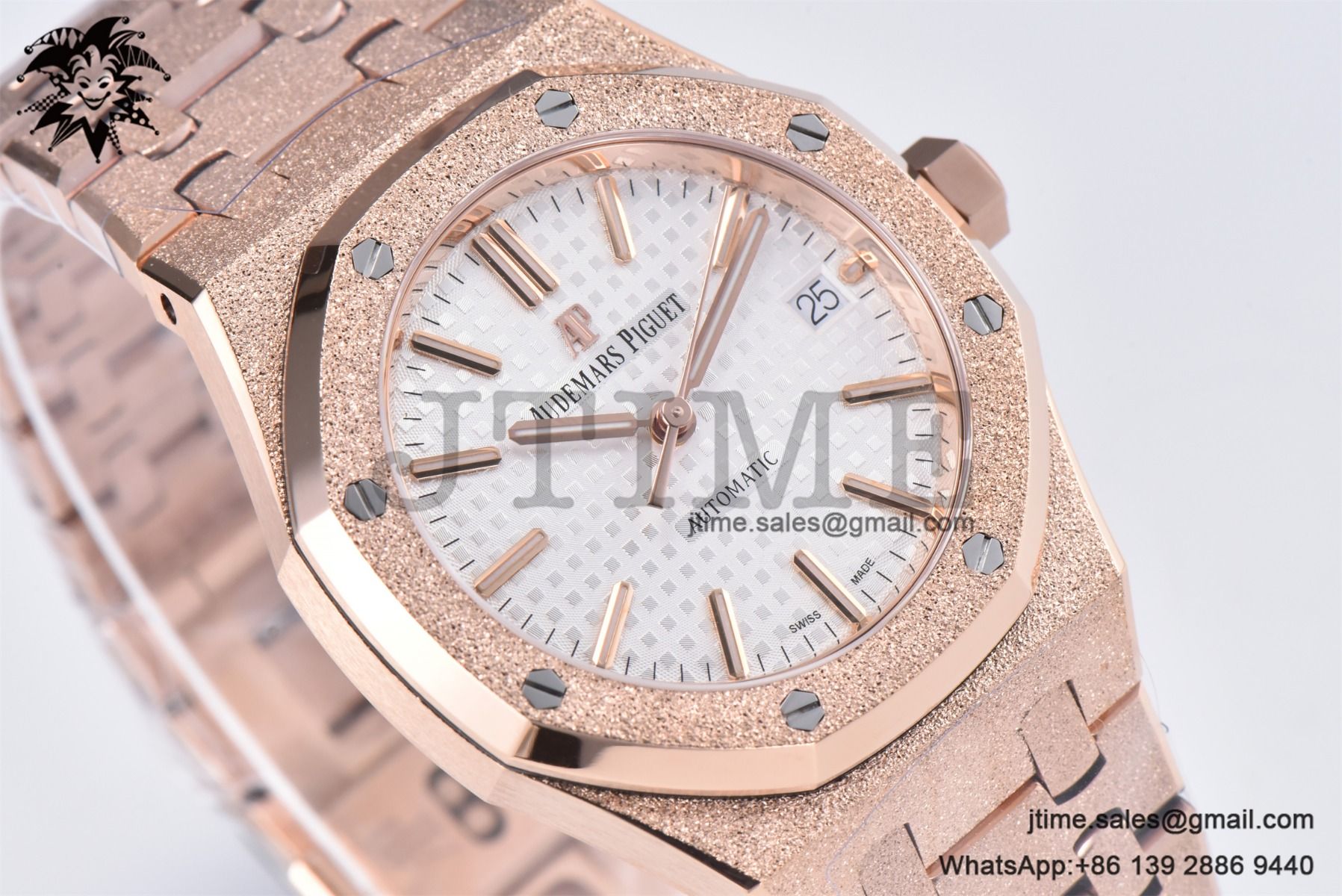 Royal Oak 37mm 15454 Frosted RG APSF 1:1 Best Edition White Textured Dial on Frosted RG Bracelet SA3120 Super Clone - Image 7