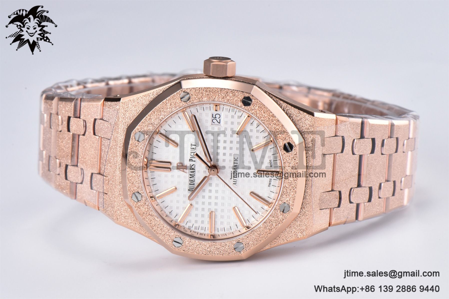 Royal Oak 37mm 15454 Frosted RG APSF 1:1 Best Edition White Textured Dial on Frosted RG Bracelet SA3120 Super Clone - Image 6