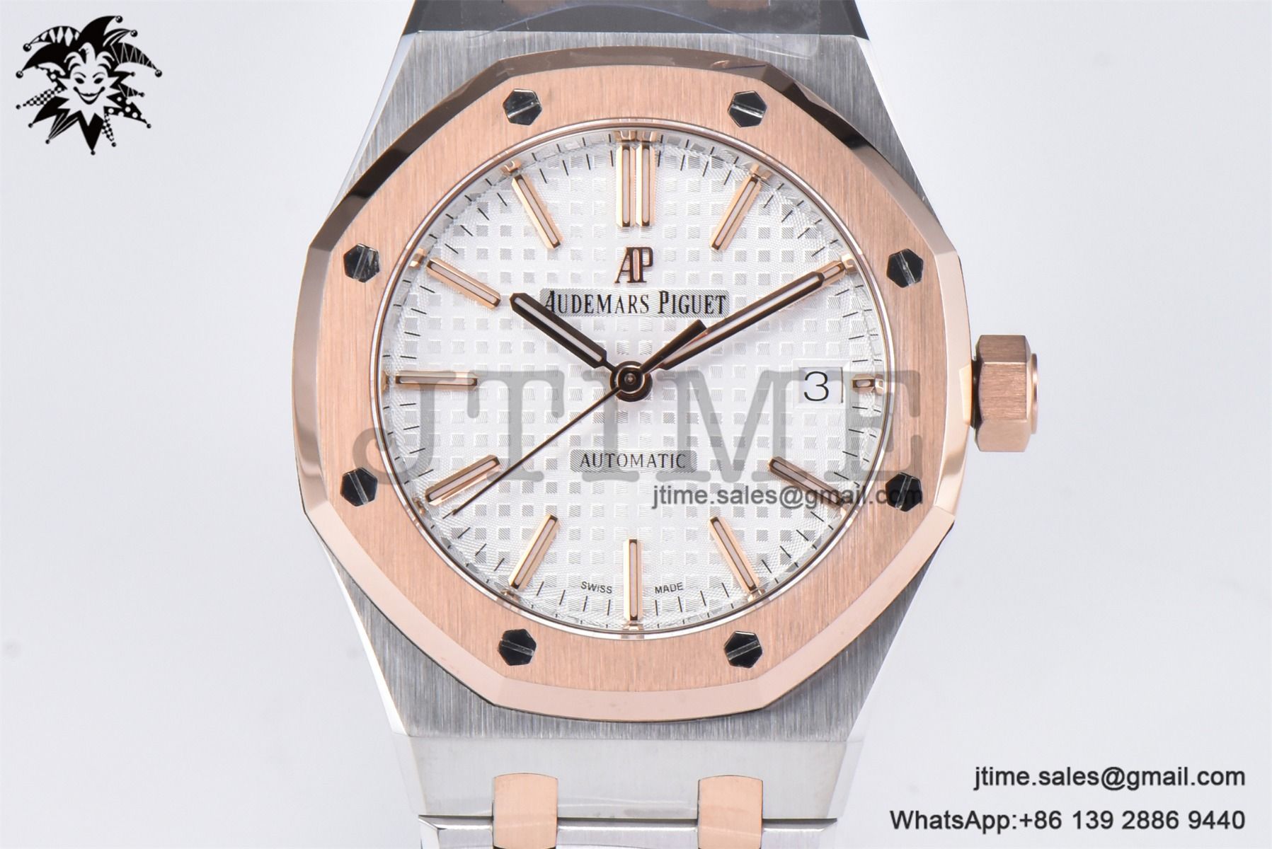 Royal Oak 37mm 15450 SS/RG APSF 1:1 Best Edition White Textured Dial on SS /RG Bracelet SA3120 Super Clone - Image 4