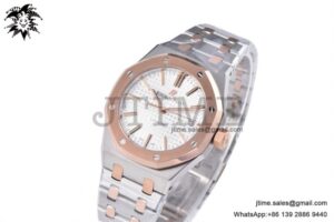 Royal Oak 37mm 15450 SS/RG APSF 1:1 Best Edition White Textured Dial on SS /RG Bracelet SA3120 Super Clone