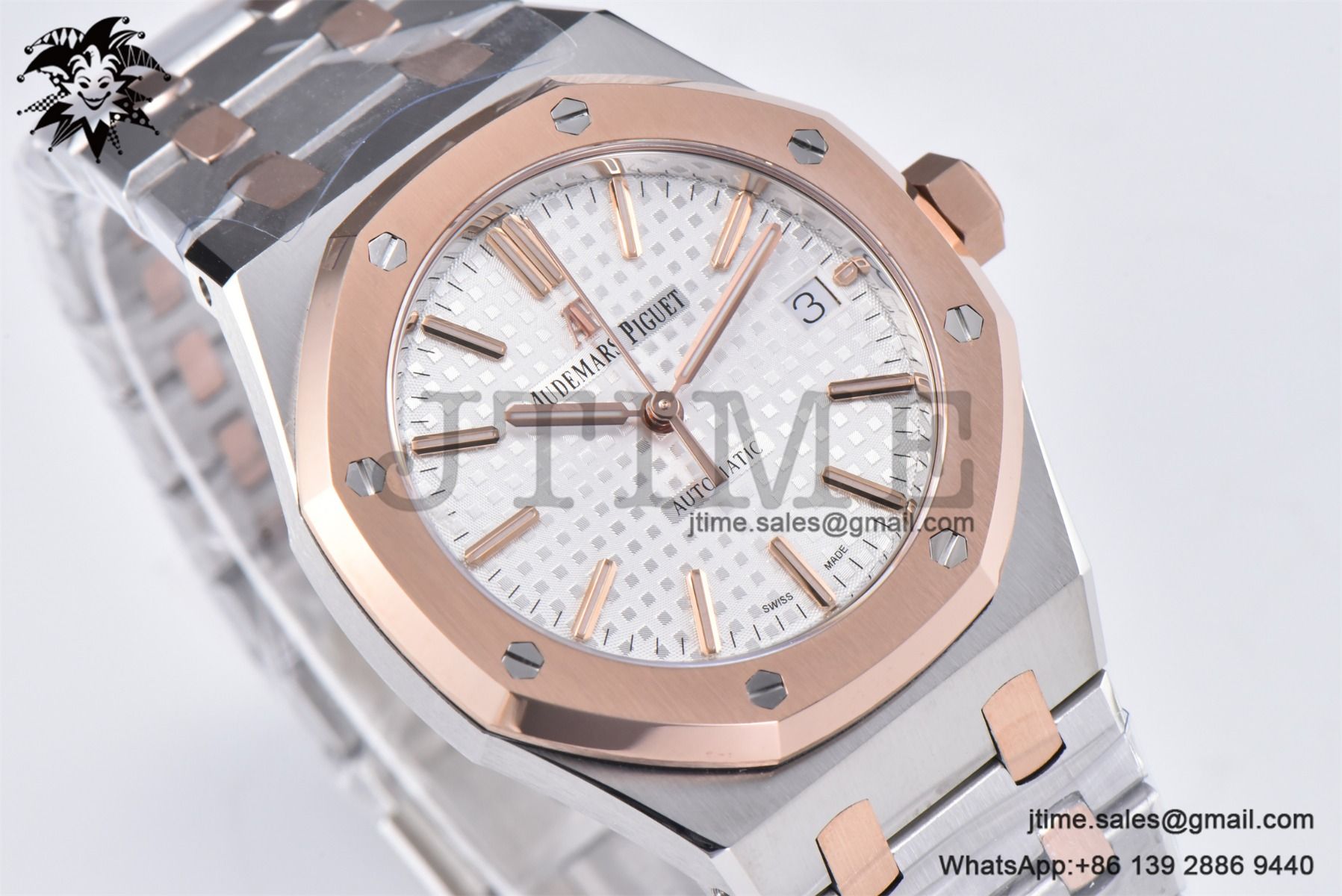 Royal Oak 37mm 15450 SS/RG APSF 1:1 Best Edition White Textured Dial on SS /RG Bracelet SA3120 Super Clone - Image 5