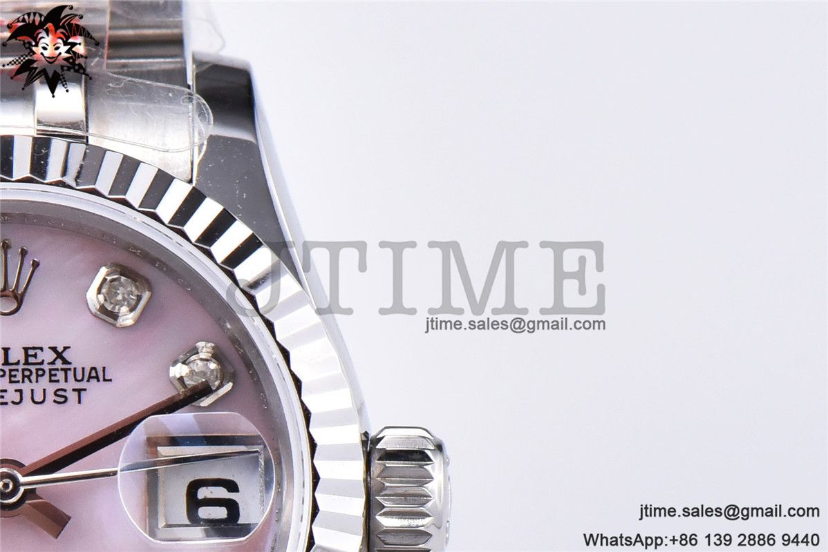 Ladies Datejust 31mm Fluted Bezel 904L Steel GMF Best Edition Pink MOP Dial Diamond Markers on Jubilee Bracelet A2671 - Image 13